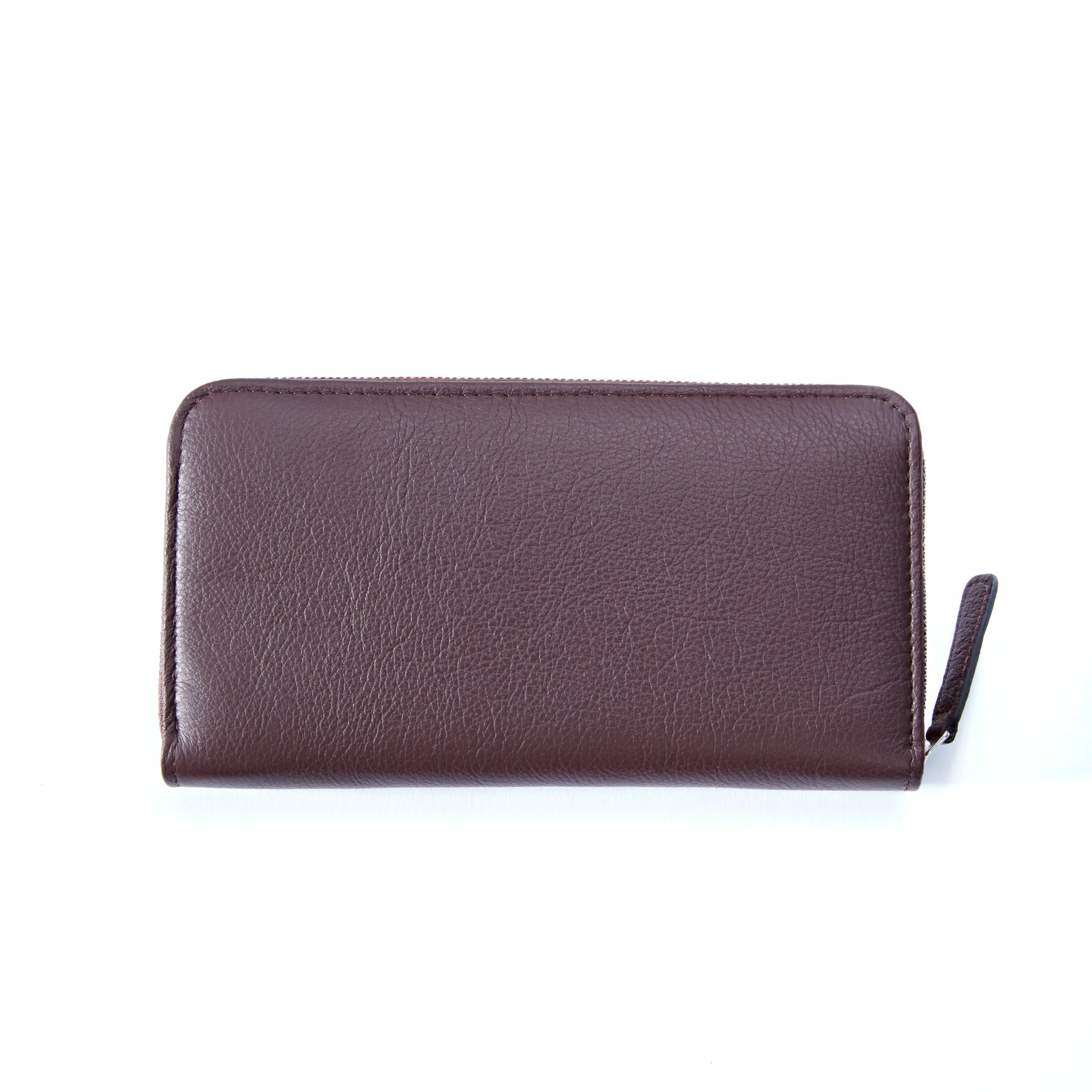 Leder Portemonnaie mit Zip Braun Leder Portemonnaie mit Zip Braun